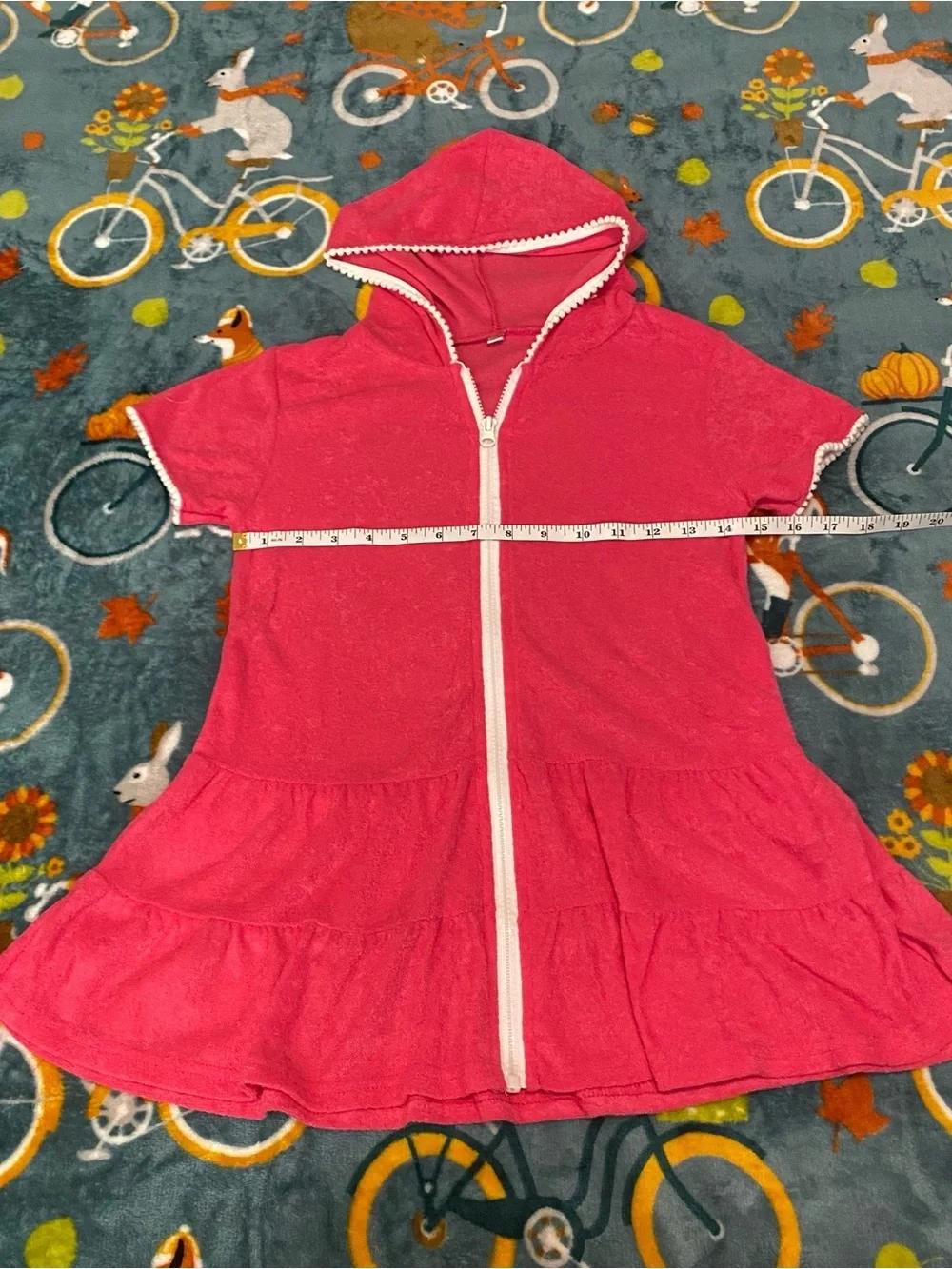 Girls' Hooded Pink Zip-Front Swim Suit Cover-Up